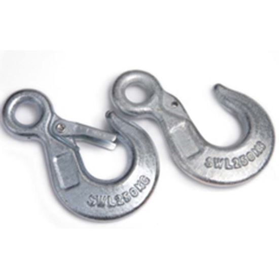 Immagine di GANCI A OCCHIO CON SICURA, ZINCATI, CARICO ROTTURA 500 KG