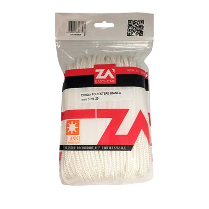 Immagine di TRECCIA POLIESTERE, COLORE BIANCO, MM 6X25 MT