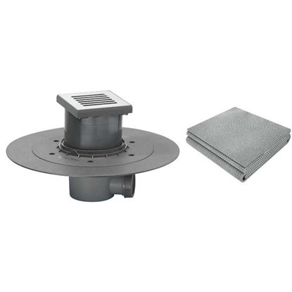 Immagine di POZZETTO DOCCIA WIRQUIN CON TELO 1800X1500 MM, USCITA Ø40 MM, GRIGLIA 115X115 MM