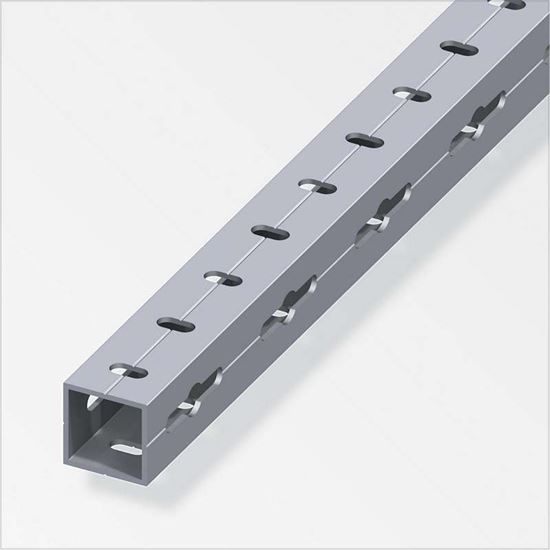 Immagine di TUBO QUADRATO, ALLUMINIO NATURALE, PERFORATO 23,5, 1,0 MT