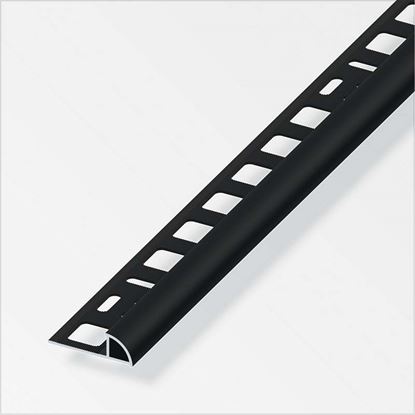 Immagine di PROFILO PER PIASTRELLE A QUADRANTE 8X21 MM, ALLUMINIO NERO SPAZZOLATO, 2,5 MT