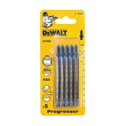 Immagine di LAMA DEWALT, IN ACCIAIO, 1,2/2,6X100 MM, PER METALLO, TUBI E PROFILI DI ALLUMINIO DA 1,5 A 10 MM, 5 PEZZI