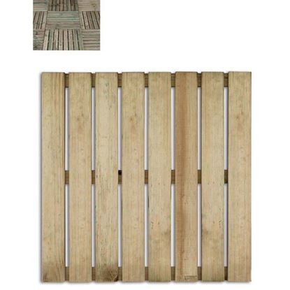 Immagine di MATTONELLA TWIG, IN LEGNO DI CONIFERA IMPREGNATO IN AUTOCLAVE, 8 LISTELLI RETTANGOLARI ZIGRINATI 14 MM, 50X50X2,8 CM