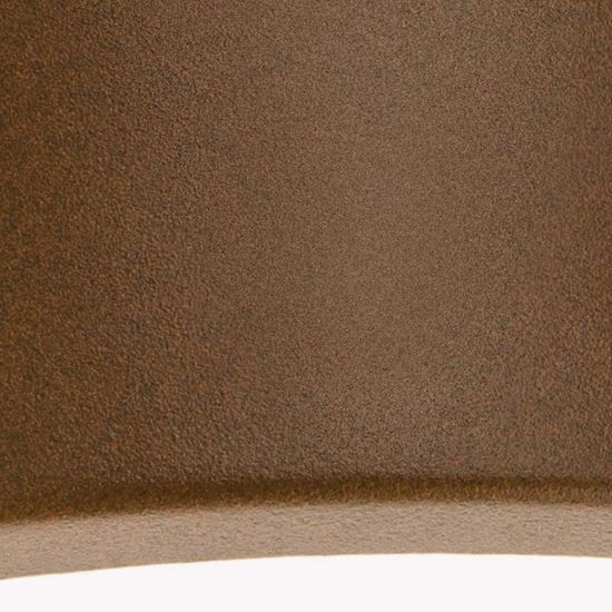 Immagine di APPLIQUE CHIUSA UMBE, VERSIONE MEZZA LUNA, DIFFUSORE IN POLICARBONATO OPALINO, IP44, E27-60 W, COLORE CORTEN