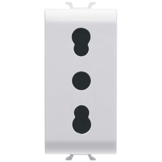 Immagine di PRESA GEWISS, CHORUS, BIPASSO, 2P+T, 10/16 A, COLORE BIANCO