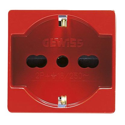 Immagine di PRESA SYSTEM SCHUKO GEWISS, 2P+T 16 A, BIVALENTE, P30-P17, COLORE ROSSO