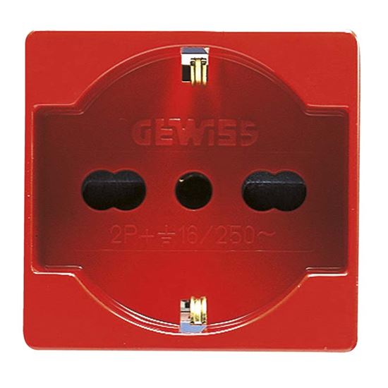 Immagine di PRESA SYSTEM SCHUKO GEWISS, 2P+T 16 A, BIVALENTE, P30-P17, COLORE ROSSO