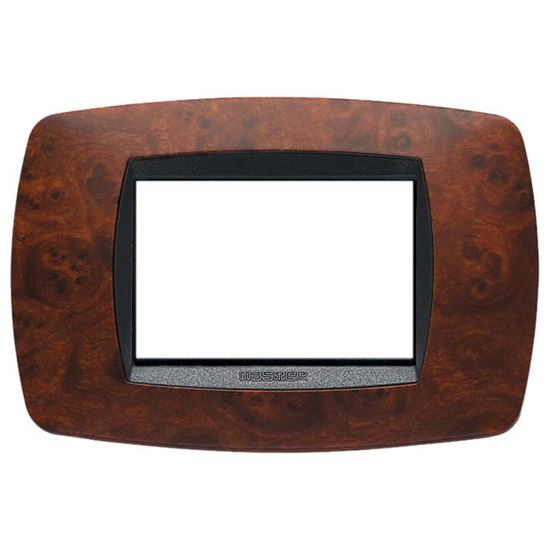 Immagine di PLACCA MODO, 3 MODULI, IN TECNOPOLIMERO, COLORE RADICA DI NOCE