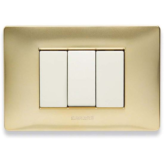 Immagine di PLACCA MIX, 3 MODULI, IN TECNOPOLIMERO, COLORE ORO KARAT
