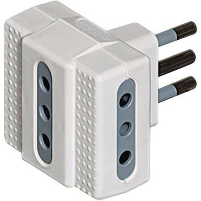 Immagine di ADATTATORE TRIS 3 PRESE 10 A, SPINA 10 A, COLORE GRIGIO