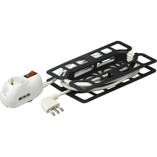 Immagine di PROLUNGA BTRE, 2 PRESE BIPASSO 10/16A, 1 PRESA TEDESCA, INTERRUTTORE AUTOMATICO, 3 MT, COLORE GRIGIO