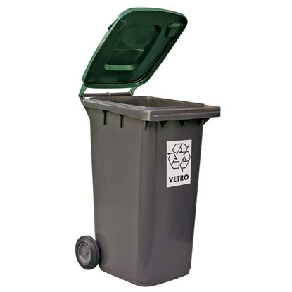Immagine di BIDONE RACCOLTA DIFFERENZIATA, COLORE GRIGIO/VERDE, 120 LT