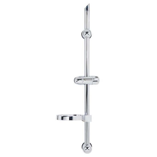 Immagine di ASTA SALISCENDI REGOLABILE, A FORI ESISTENTI, CON PORTA SAPONE, MAX, 74 CM, CROMO