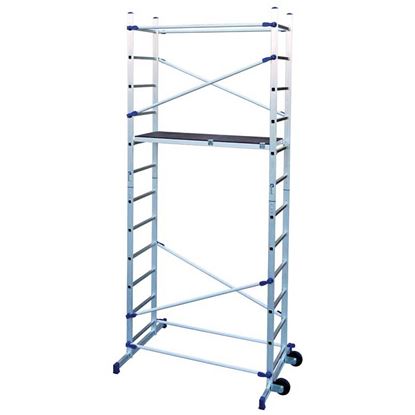 Immagine di TRABATTELLO FACAL IN ALLUMINIO, CLIC, A DUE ALZATE, ALTEZZA PIANO DI LAVORO 236 CM, ALTEZZA MASSIMA DI LAVORO MAX 436 CM