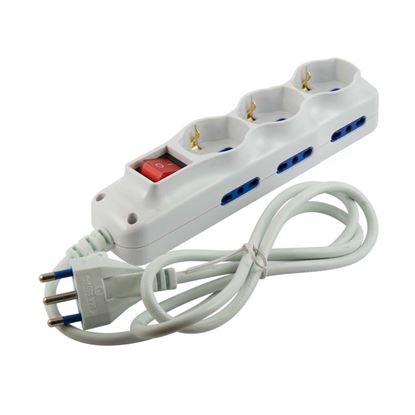 Immagine di MULTIPRESA 3 USCITE, UNIVERSALI 6 BIVALENTI, CAVO 1,2 MT