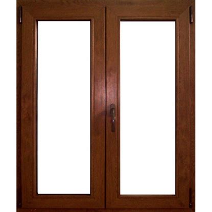 Immagine di FINESTRA PVC 100X120 CM, 2 ANTE 6 CAMERE, DOPPIO VETRO, COLORE NOCE 