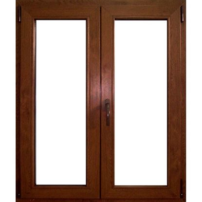 Immagine di FINESTRA PVC 120X140 CM, 2 ANTE 6 CAMERE, DOPPIO VETRO, COLORE NOCE 