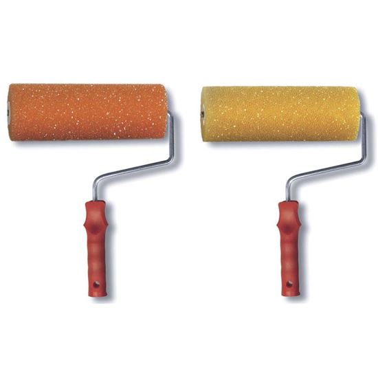 Immagine di RULLO SPUGNA GRANA GROSSA, GAMBO GALVANIZZATO ARGENTO Ø 7 MM, MANICO POLIPROPILENE A VITE, 22 CM