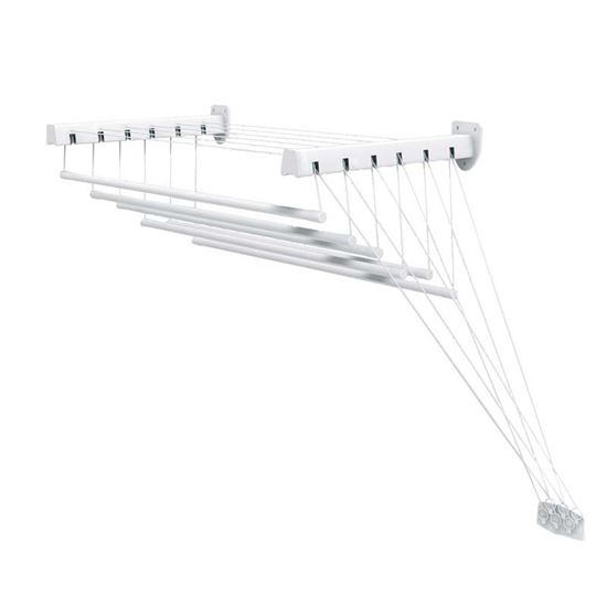 Immagine di STENDIBIANCHERIA DA SOFFITTO, 6 ASTE RESISTENTI E ANTIPIEGA, INCLUSA BARRA SALISCENDI, 8,5 MT